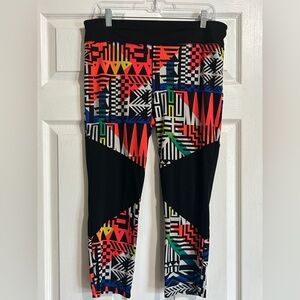 City Streets Black Multicolor Geometric Panel Leggings